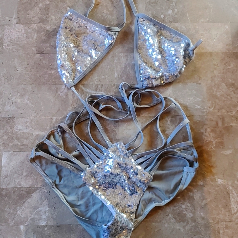 Silver sequin swimsuit